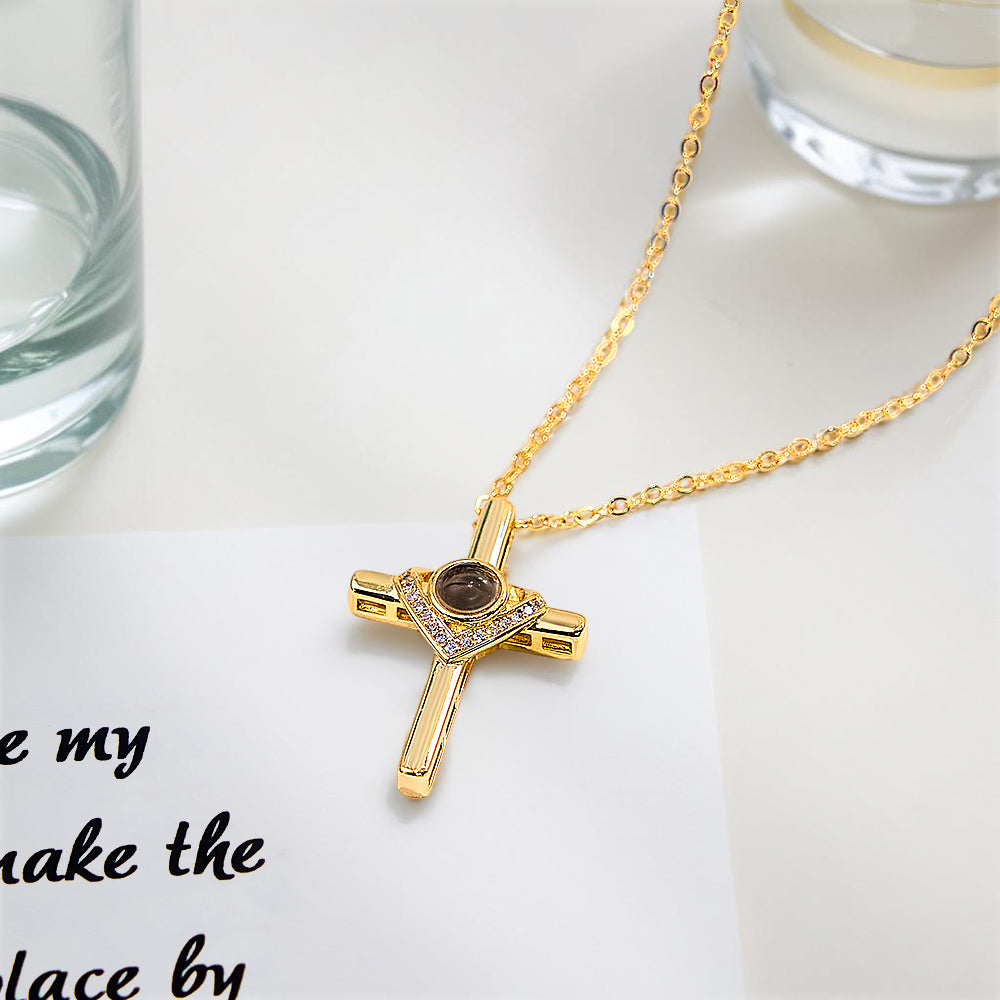 Custom Bible Verse Cross Projection Necklace