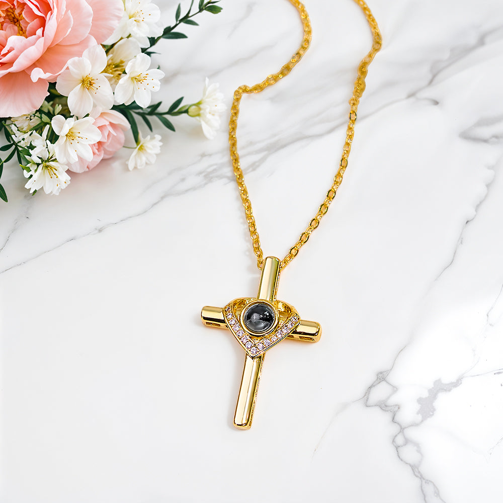 Custom Bible Verse Cross Projection Necklace