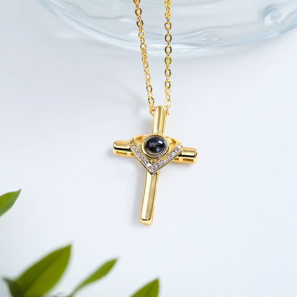 Custom Bible Verse Cross Projection Necklace