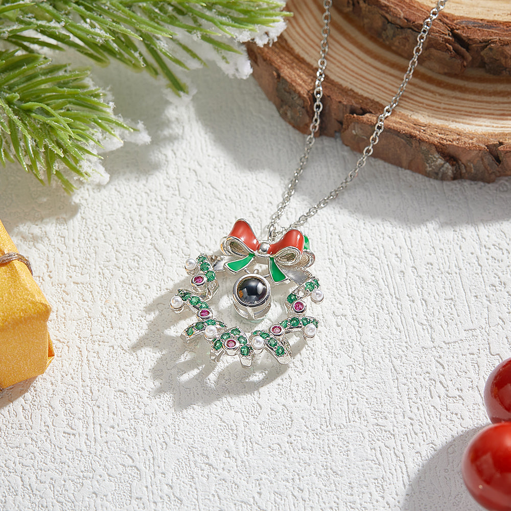 Custom Projection Necklace Christmas Wreath Necklace Gifts for Her Christmas Gifts