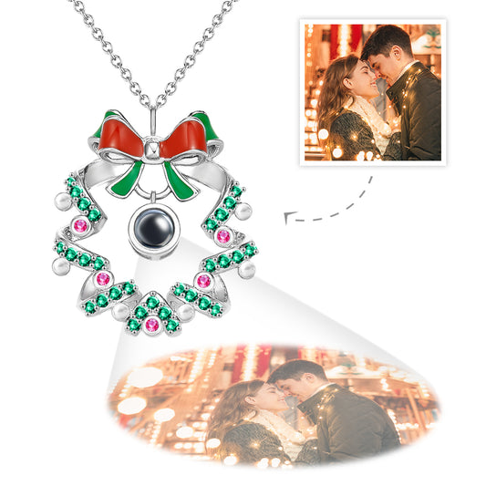Custom Projection Necklace Christmas Wreath Necklace Gifts for Her Christmas Gifts