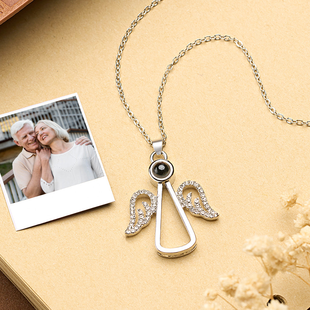 Angel Photo Necklace Personalized Projection Necklace Christmas Gifts