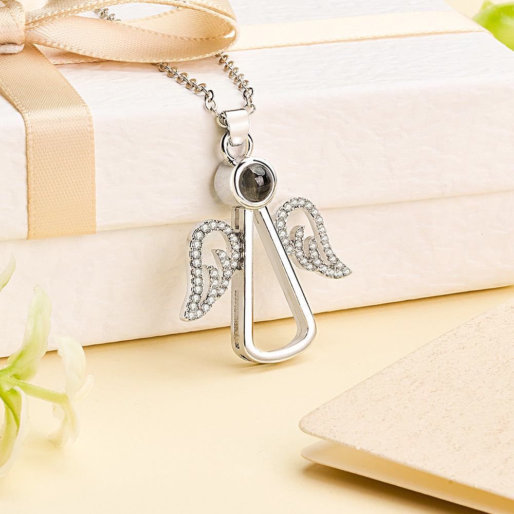 Angel Photo Necklace Personalised Projection Necklace Mother's Day Gifts