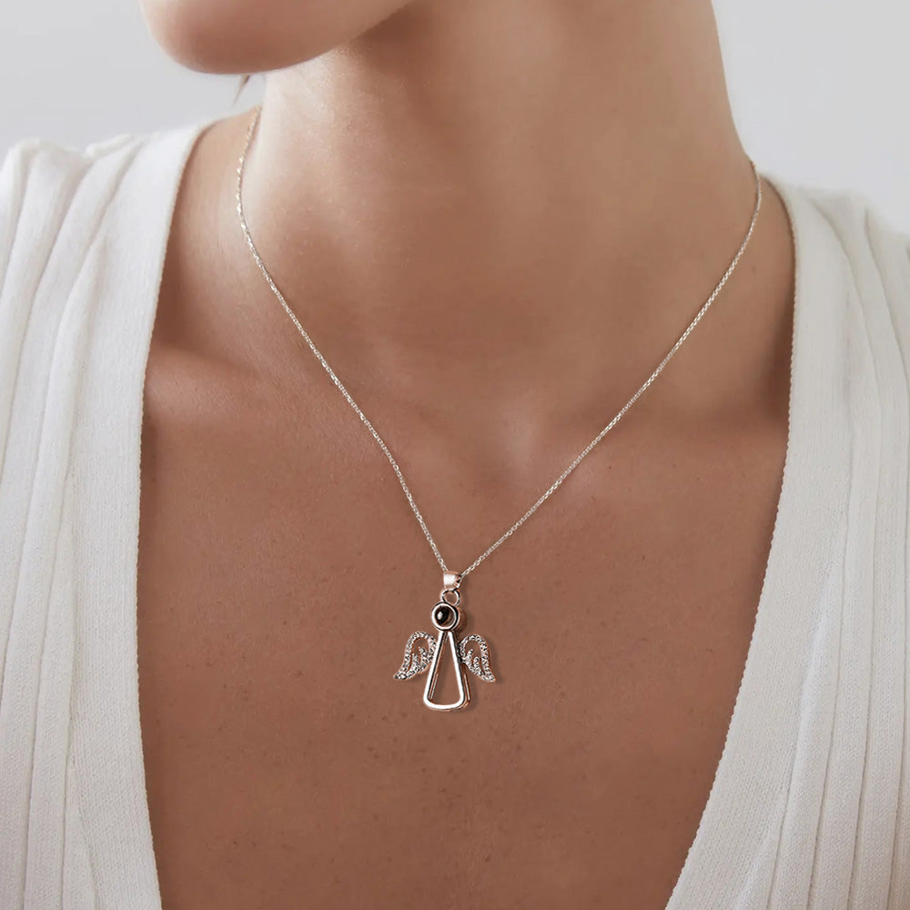Angel Photo Necklace Personalised Projection Necklace Mother's Day Gifts