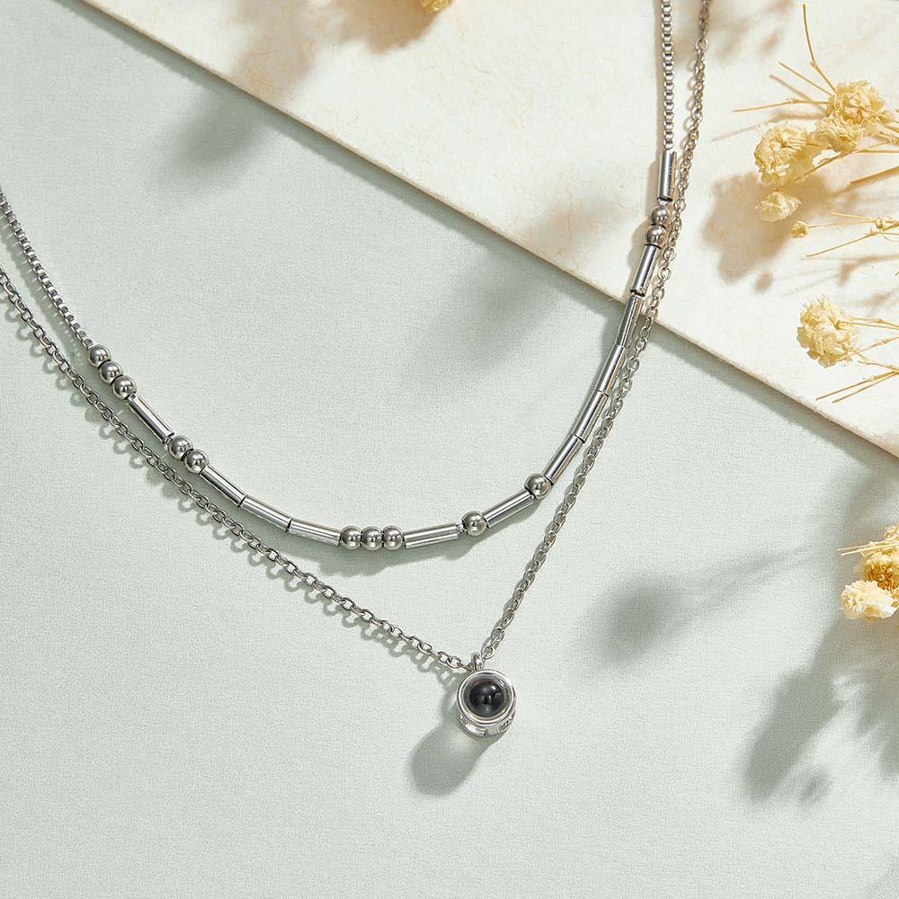 Morse Code Projection Layered Necklace Personalized Necklace Custom Secret Message Gift
