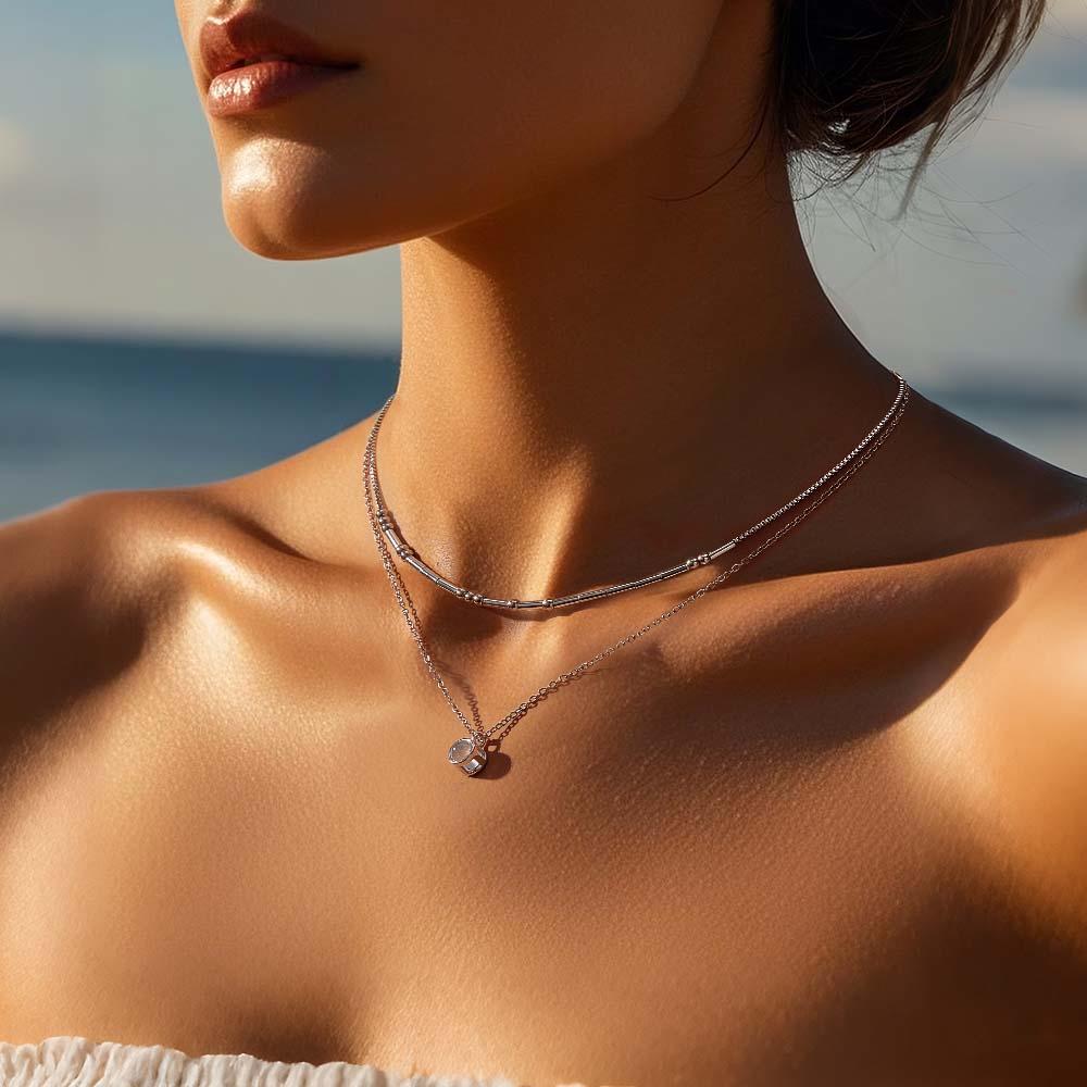 Morse Code Projection Layered Necklace Personalized Necklace Custom Secret Message Gift