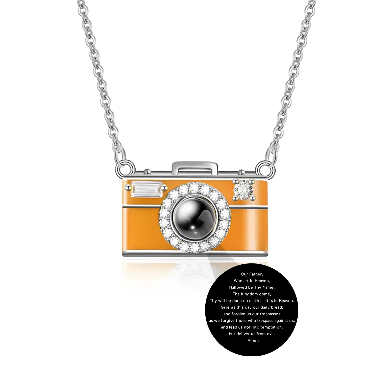 Personalized Photo Necklace I Love You 100 Languages Projection Gem Camera Necklace Anniversary Gifts for Her