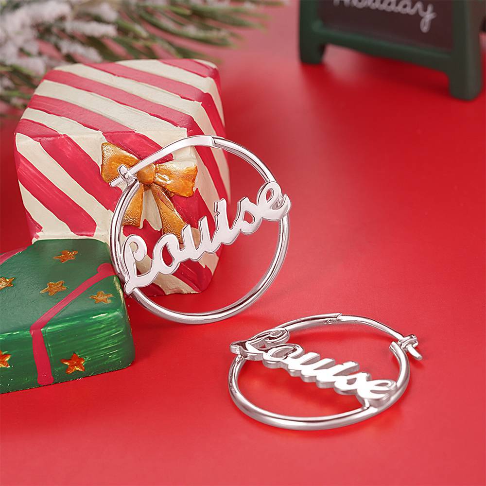 Personalized Name Earrings Unique Gift Silver