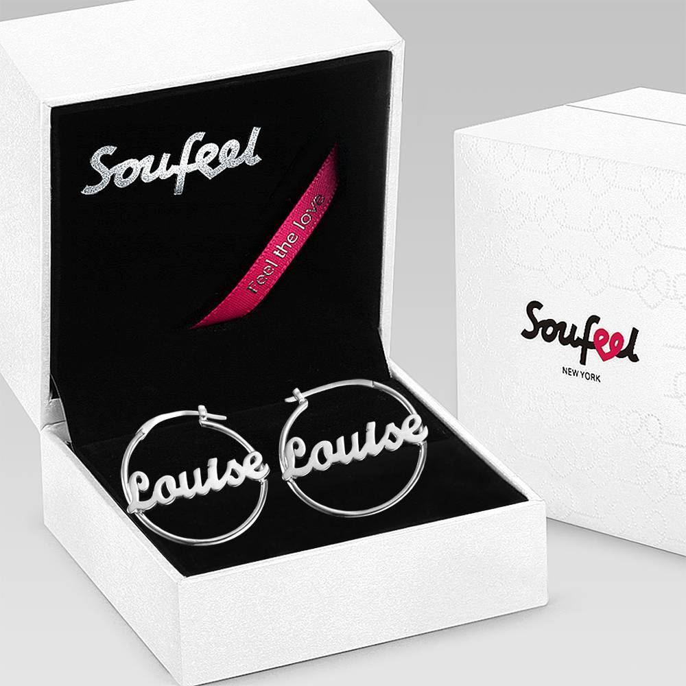 Custom Name Earrings Unique Gift Platinum Plated - Silver