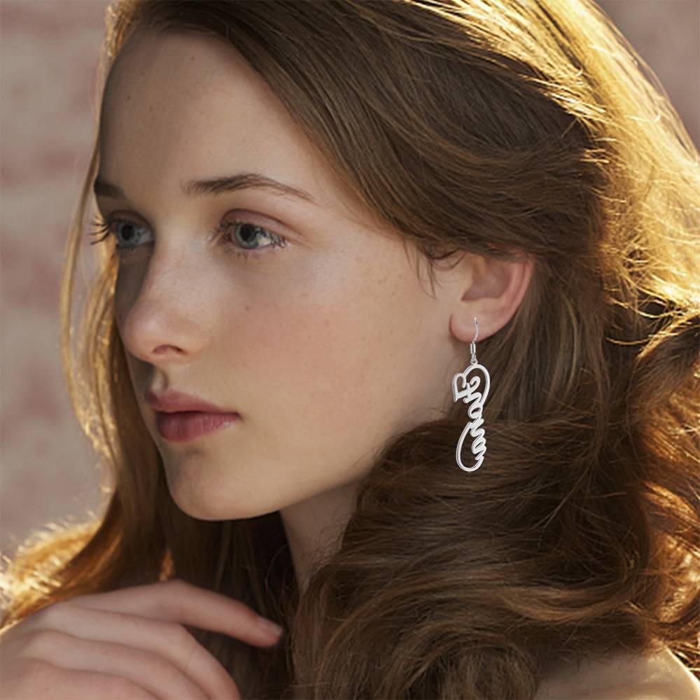 Name Earrings, Drop Earrings Silver - Gift