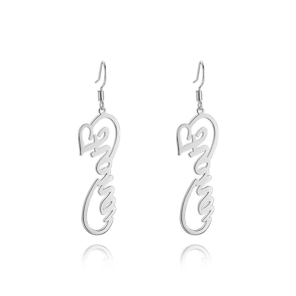 Name Earrings, Drop Earrings Silver - Gift