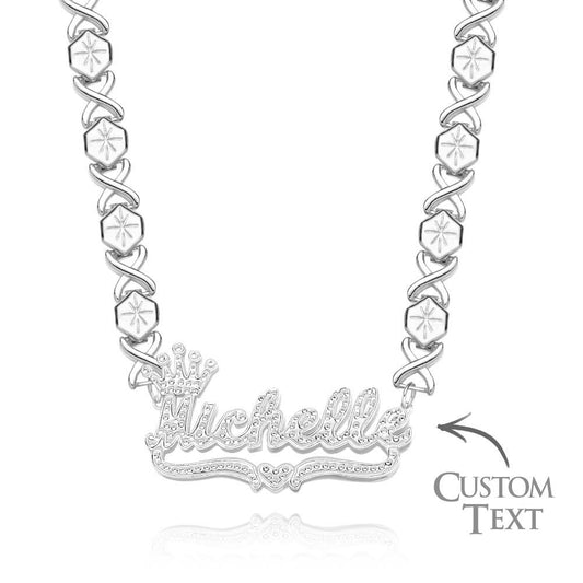 Personalized Hip Hop Name Necklace With Crown Bling Metal Necklace Gifts for Men