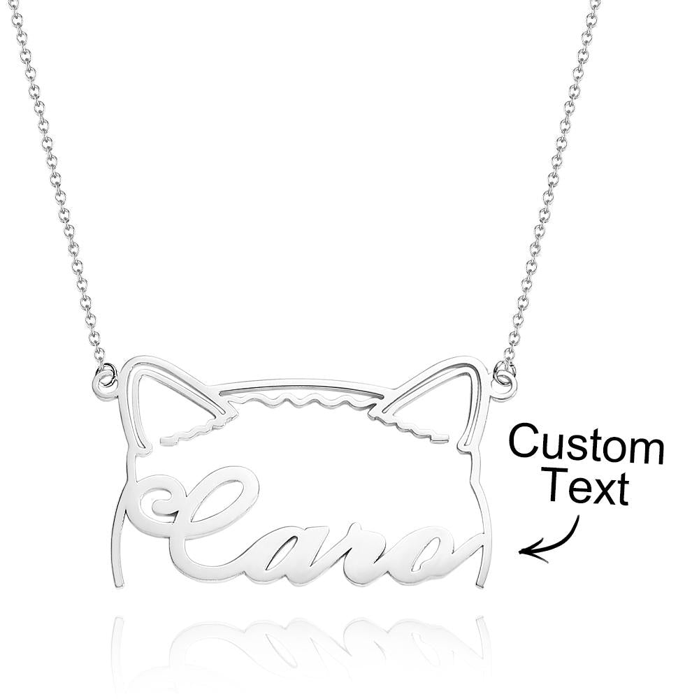 Custom Pet Silhouette Name Necklace Cute Dog Cat Modeling Jewelry Gift for Pet Lover