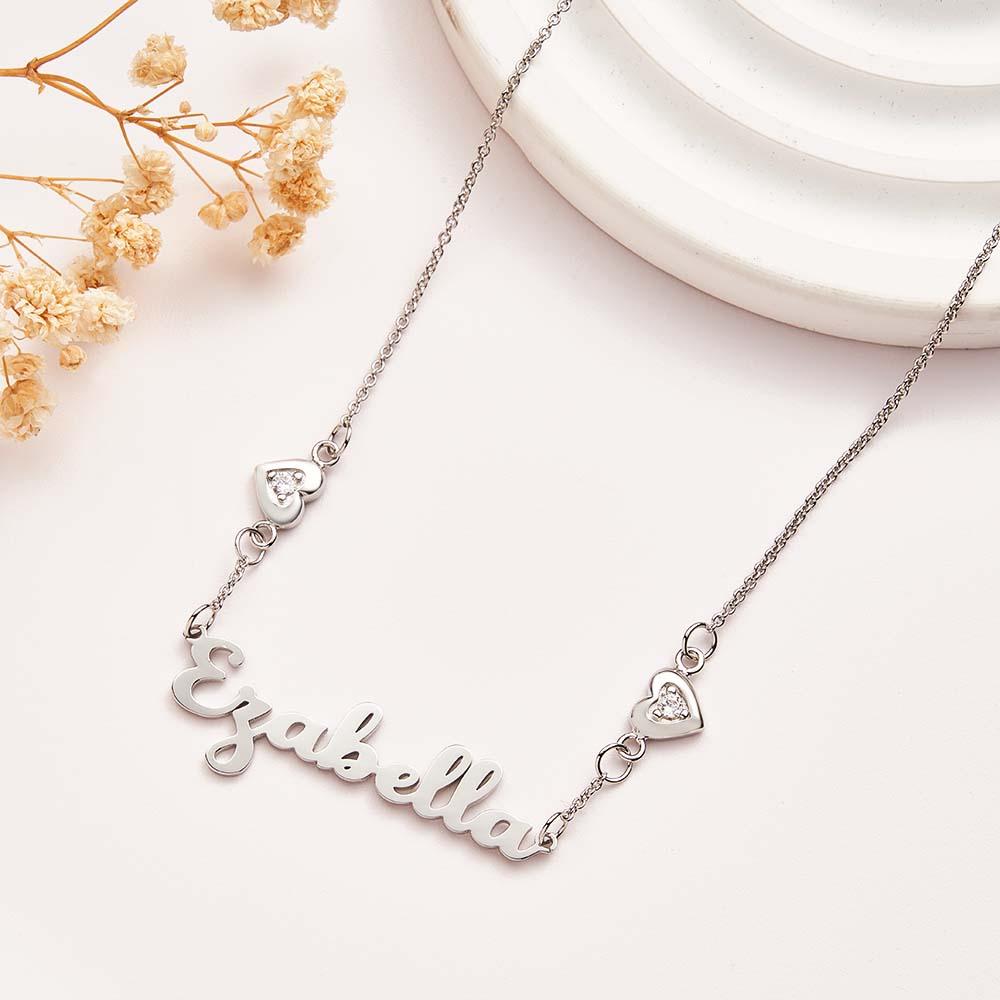 Personalized Name Necklace Elegant Double Hearts Pendant Gifts For Women
