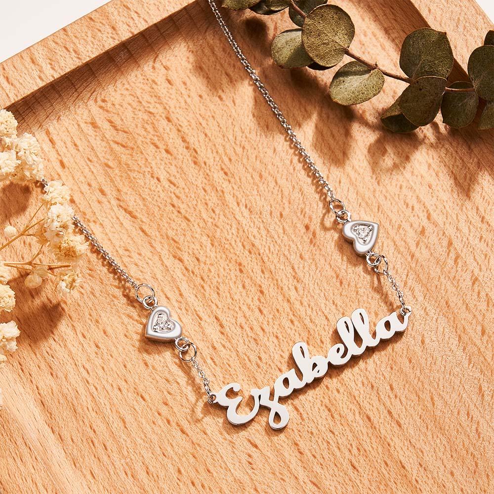 Personalized Name Necklace Elegant Double Hearts Pendant Gifts For Women