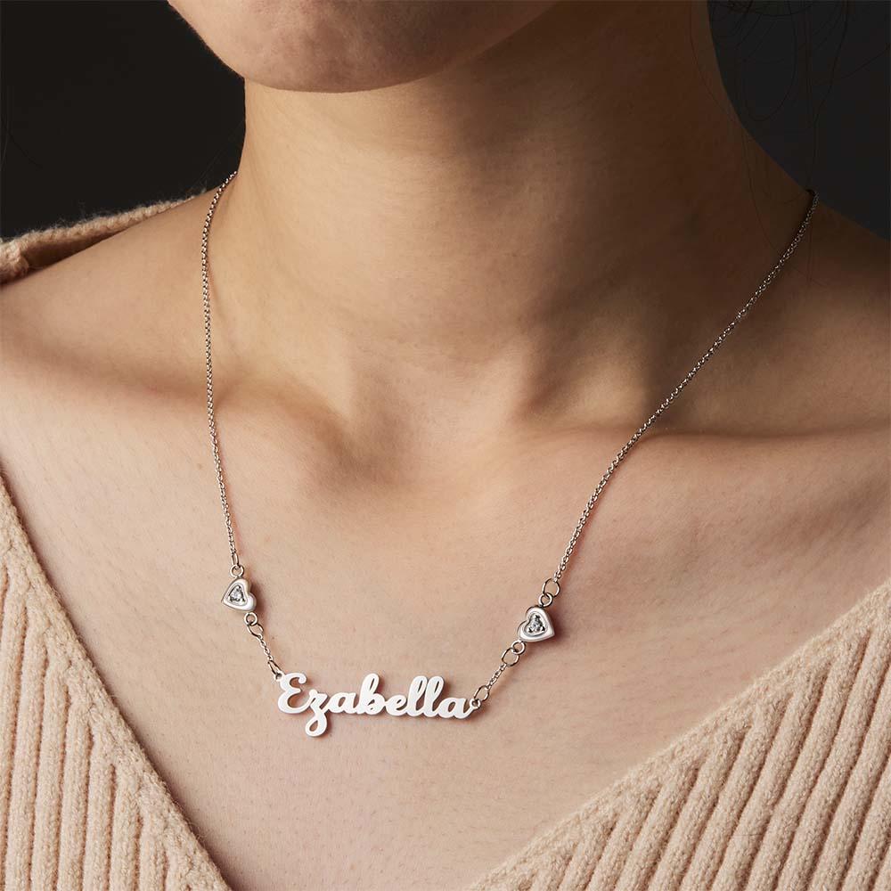Personalized Name Necklace Elegant Double Hearts Pendant Gifts For Women