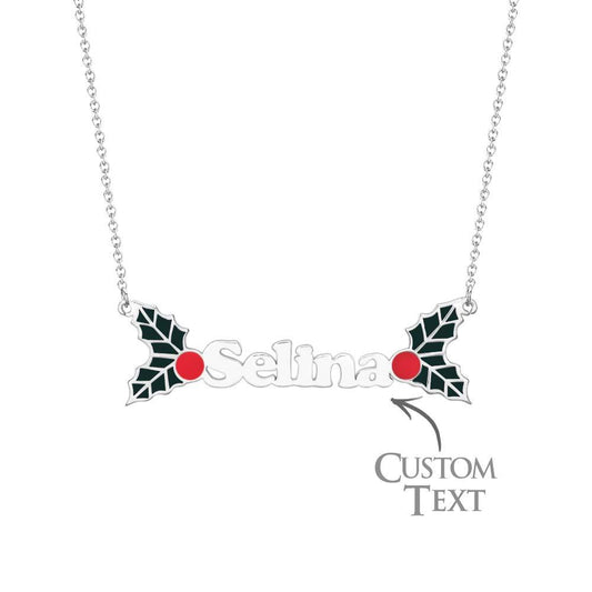 Custom Name Necklace Christmas Berries Unique Gift