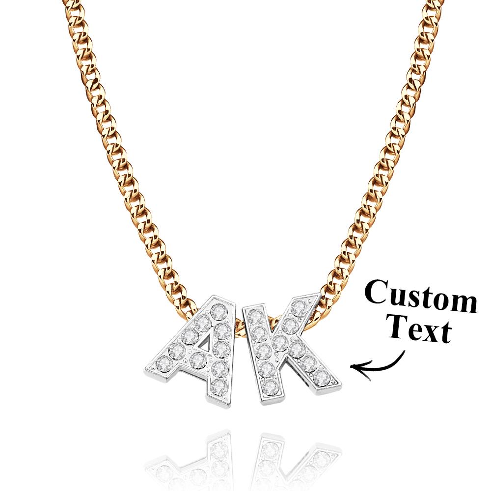 Custom Name Iced Cuban Necklace Trendy Initial Letter Necklace Jewelry Gifts For Her