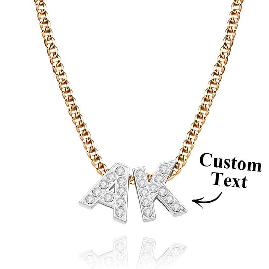 Custom Name Iced Cuban Necklace Trendy Initial Letter Necklace Jewelry Gifts For Her
