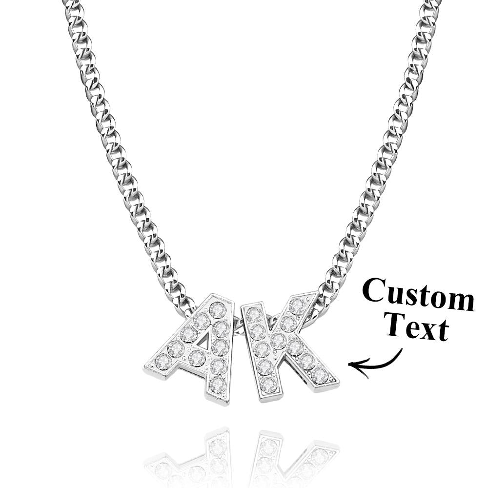 Custom Name Iced Cuban Necklace Trendy Initial Letter Necklace Jewelry Gifts For Her