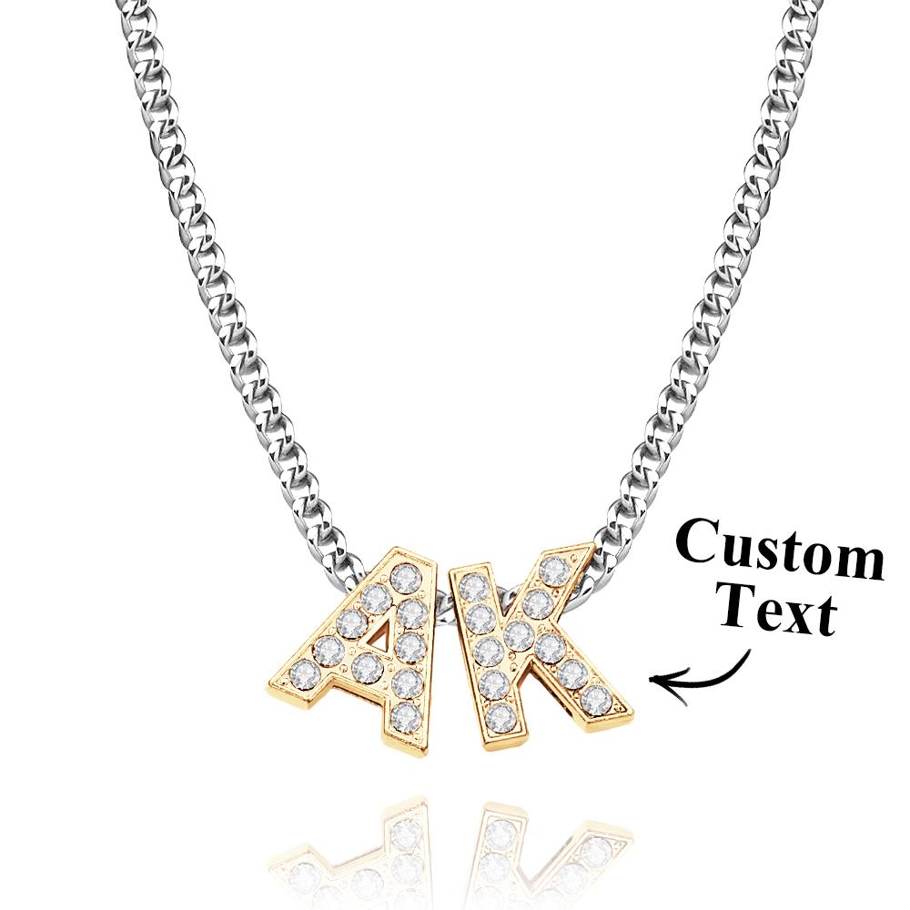 Custom Name Iced Cuban Necklace Trendy Initial Letter Necklace Jewelry Gifts For Her