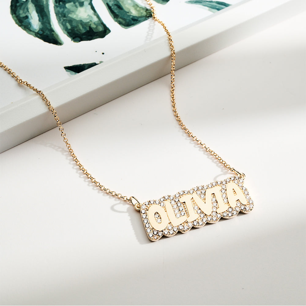 Custom Diamond Name Necklace Bubble Creative Gift