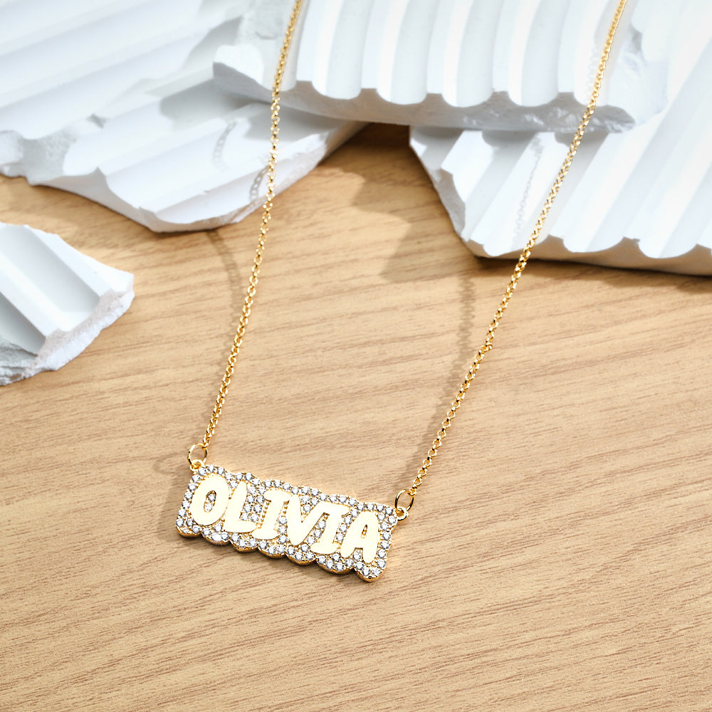 Custom Diamond Name Necklace Bubble Creative Gift