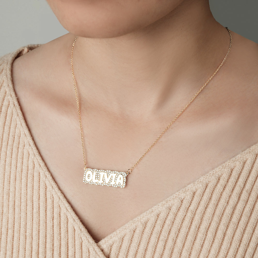Custom Diamond Name Necklace Bubble Creative Gift