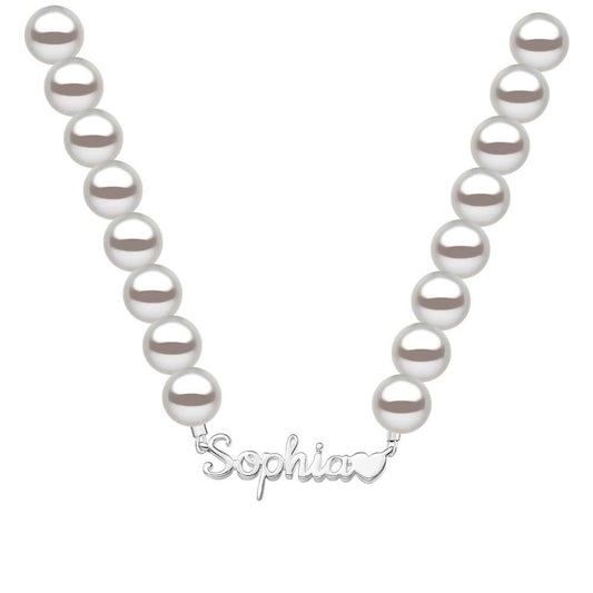 Custom Name Pearl Chain Necklace Heart Classic Gift for Her