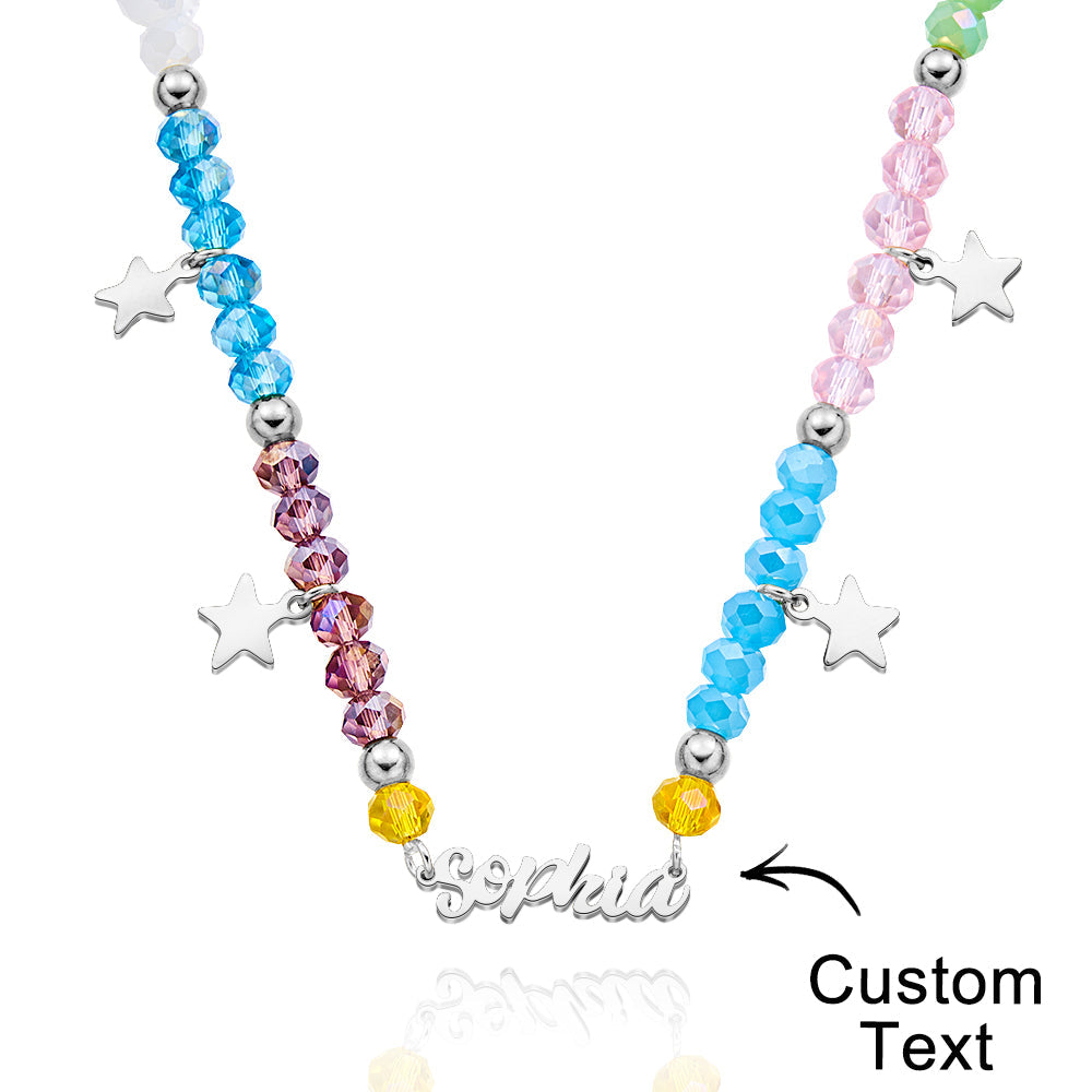 Custom Name Necklace Summer Fashion Colorful Beaded Necklace for Kids