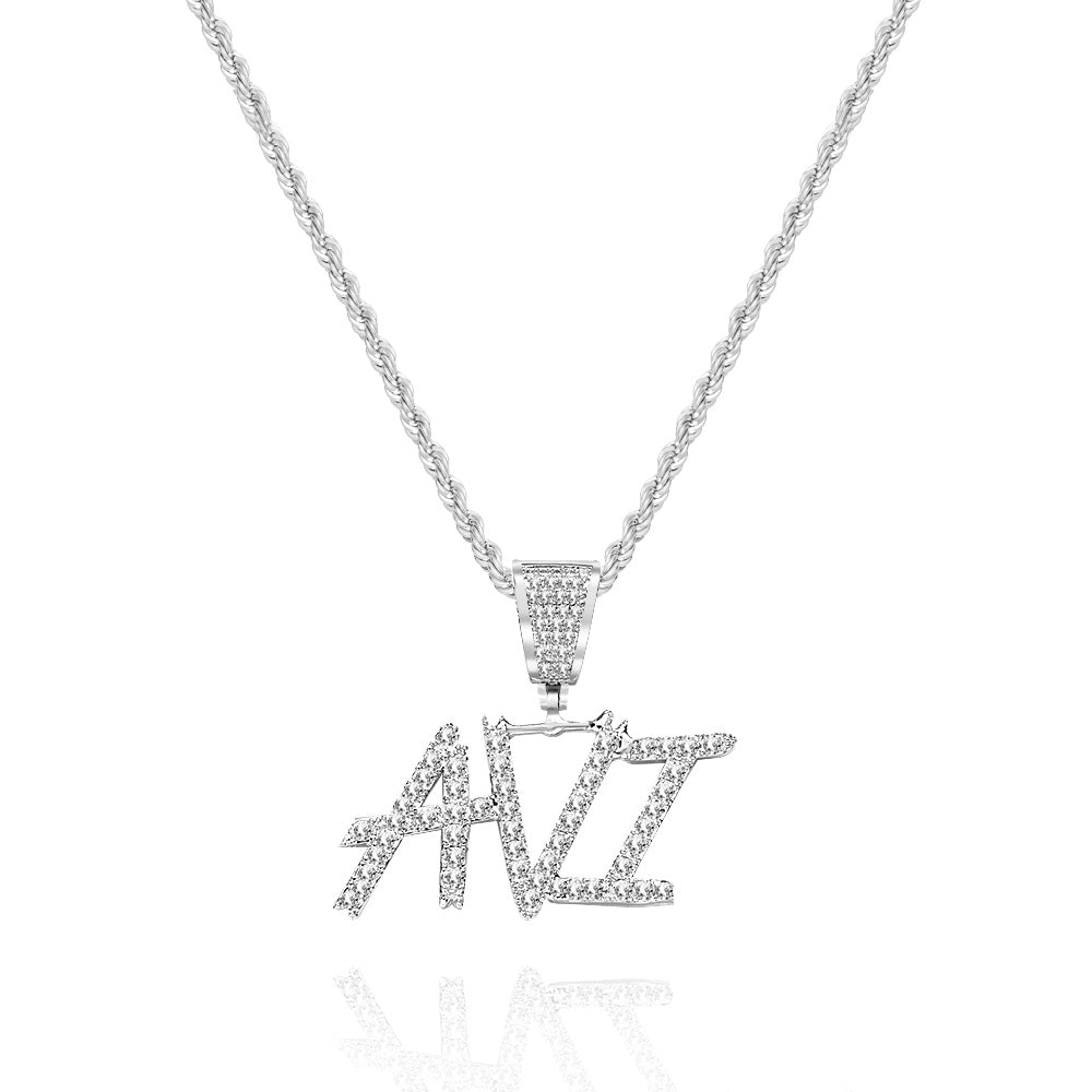 Custom Name Necklace Pendant Graffiti Style Necklace Cubic Zirconia Diamond Simulant