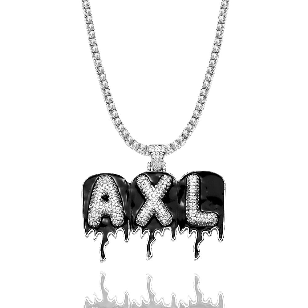 Custom Men's Name Necklace Hip Hop Oil Drop Letter Necklace Street Style Pendant Gift for Him