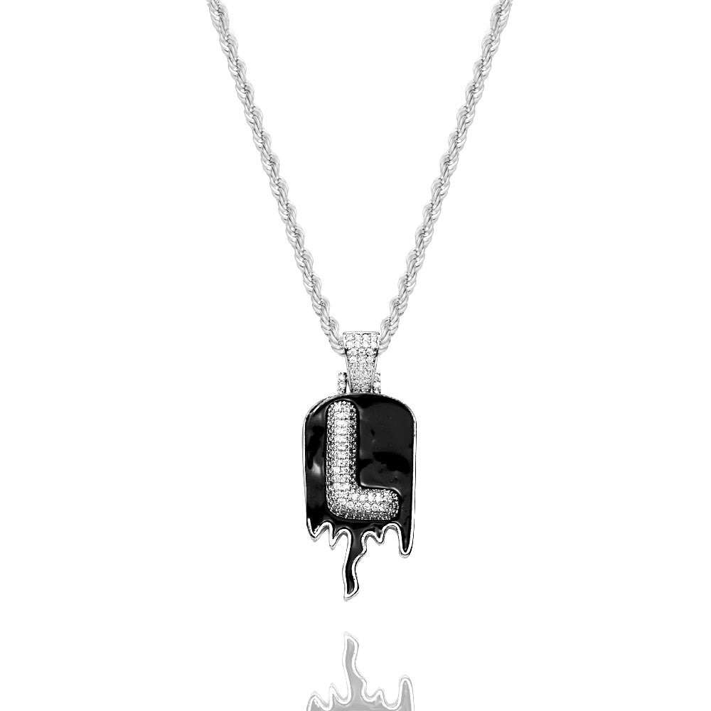 Custom Men's Name Necklace Hip Hop Oil Drop Letter Necklace Street Style Pendant Gift for Him