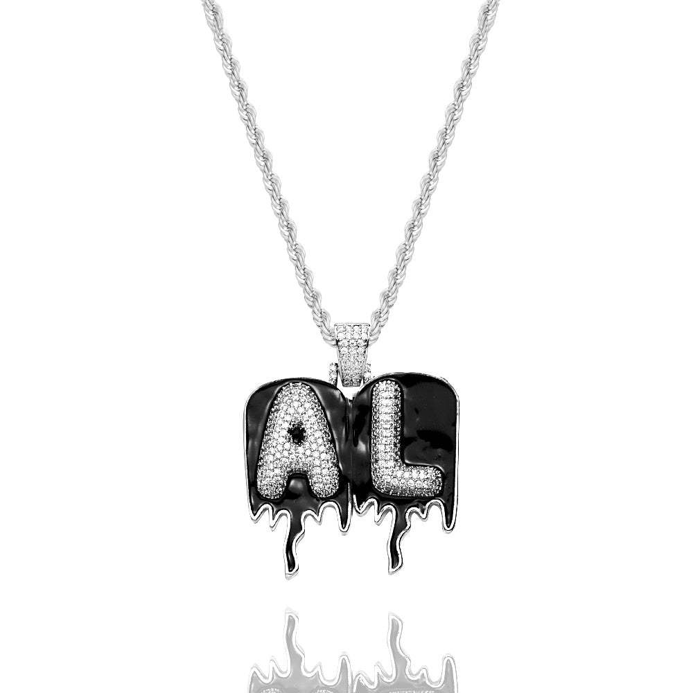 Custom Men's Name Necklace Hip Hop Oil Drop Letter Necklace Street Style Pendant Gift for Him