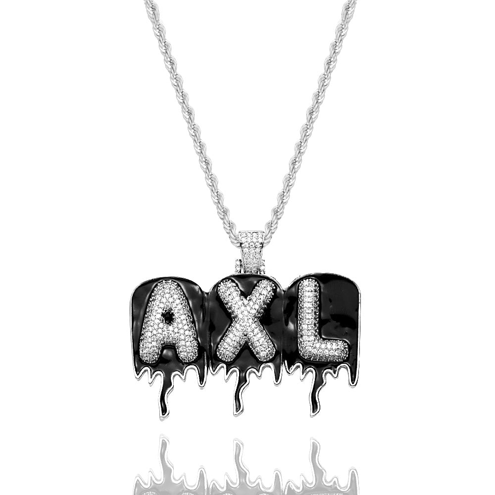Custom Men's Name Necklace Hip Hop Oil Drop Letter Necklace Street Style Pendant Gift for Him