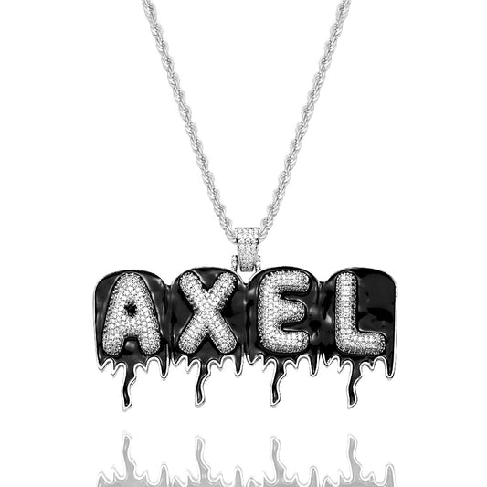 Custom Men's Name Necklace Hip Hop Oil Drop Letter Necklace Street Style Pendant Gift for Him
