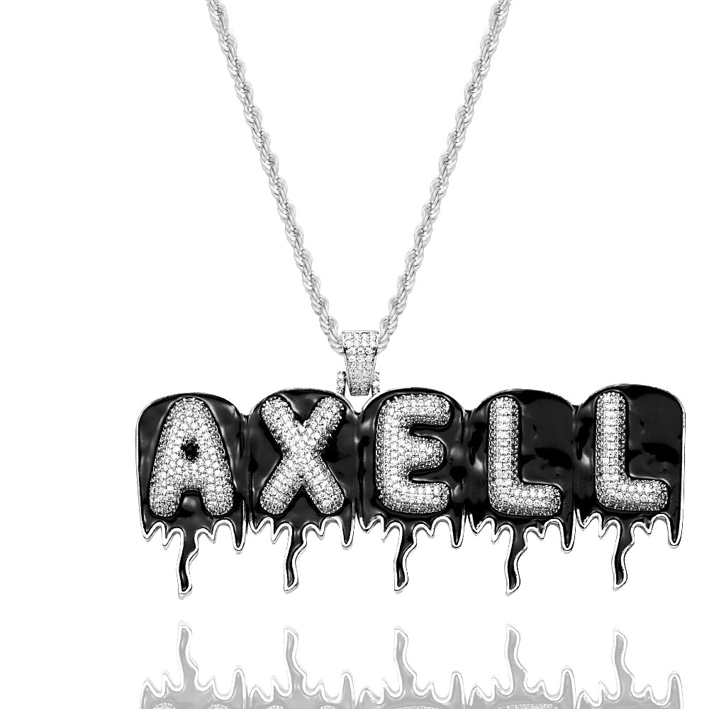 Custom Men's Name Necklace Hip Hop Oil Drop Letter Necklace Street Style Pendant Gift for Him