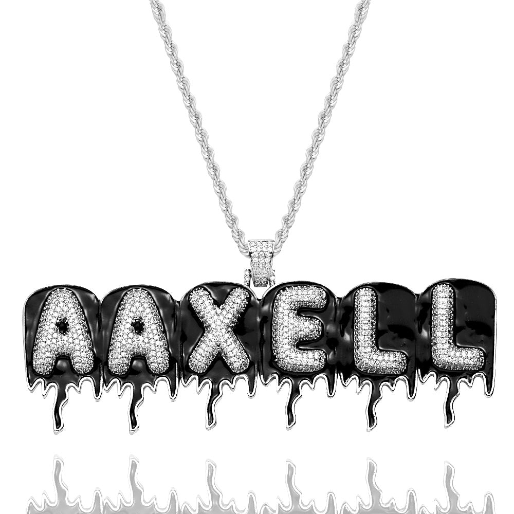 Custom Men's Name Necklace Hip Hop Oil Drop Letter Necklace Street Style Pendant Gift for Him