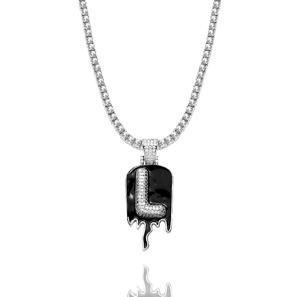 Custom Men's Name Necklace Hip Hop Oil Drop Letter Necklace Street Style Pendant Gift for Him