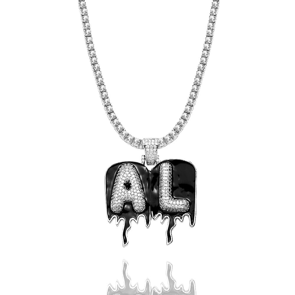 Custom Men's Name Necklace Hip Hop Oil Drop Letter Necklace Street Style Pendant Gift for Him