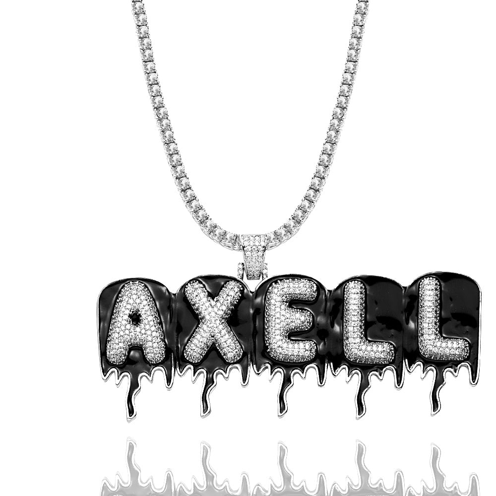 Custom Men's Name Necklace Hip Hop Oil Drop Letter Necklace Street Style Pendant Gift for Him