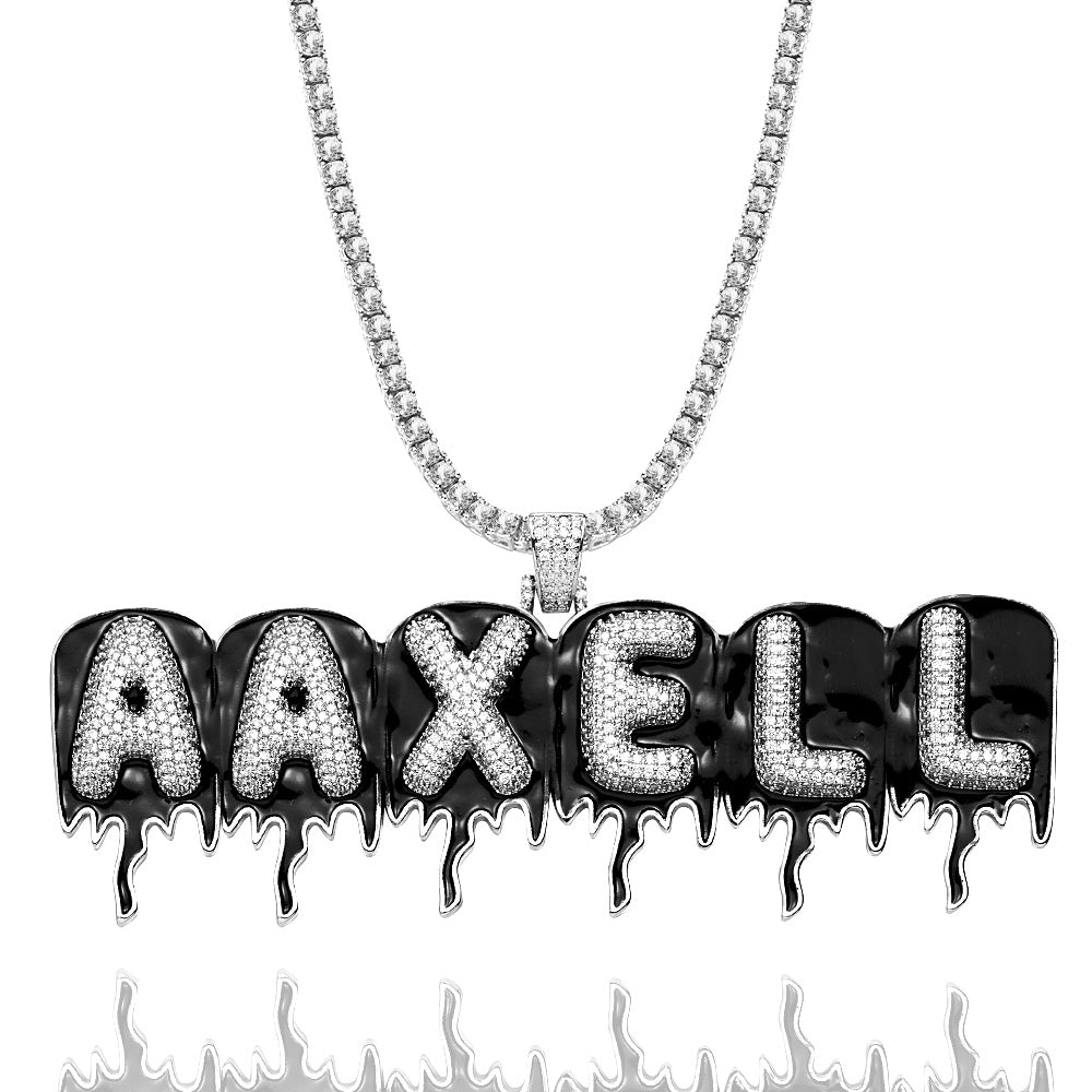 Custom Men's Name Necklace Hip Hop Oil Drop Letter Necklace Street Style Pendant Gift for Him