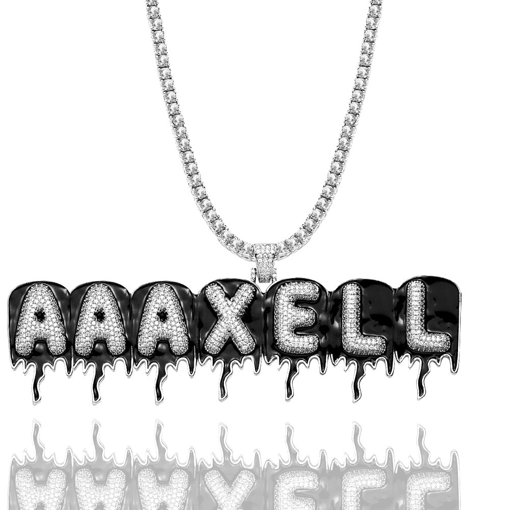 Custom Men's Name Necklace Hip Hop Oil Drop Letter Necklace Street Style Pendant Gift for Him