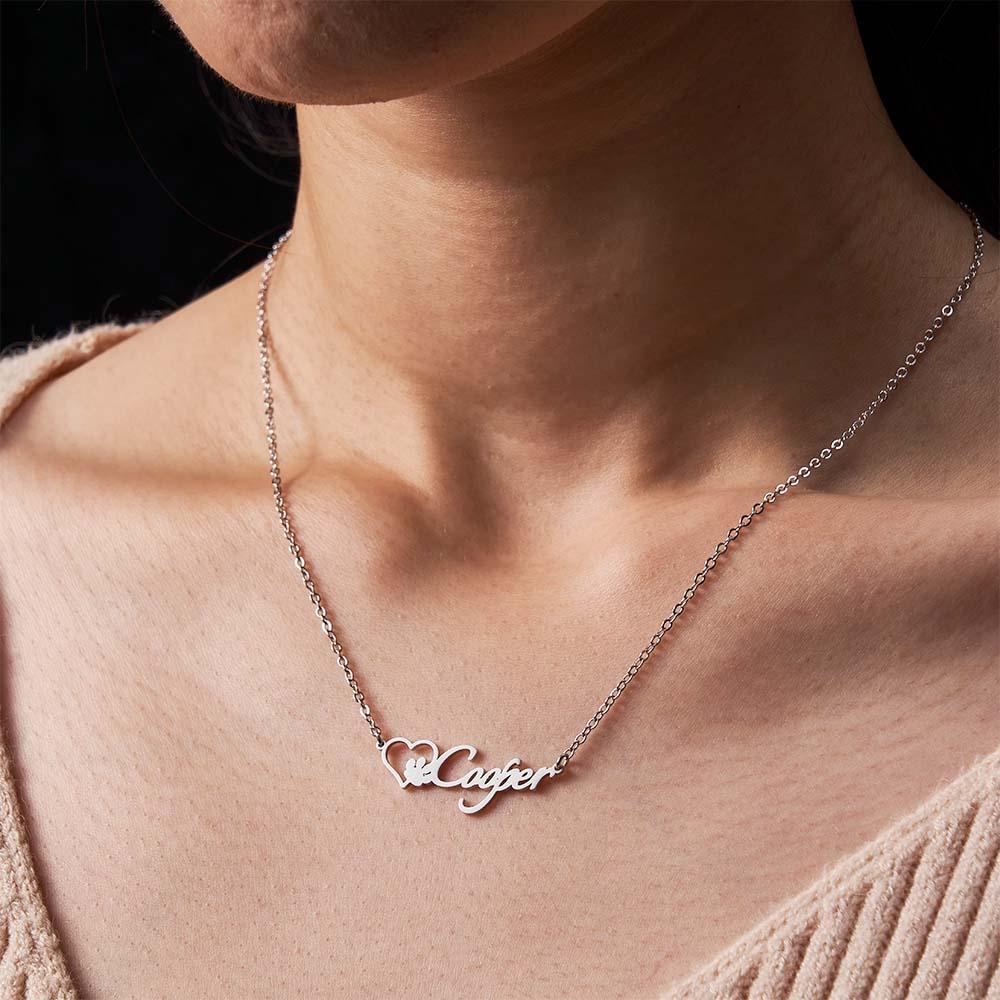 Personalized Name Necklace With Dog Paw  Pet Memorial Gift Great Gifts for Pet Lovers