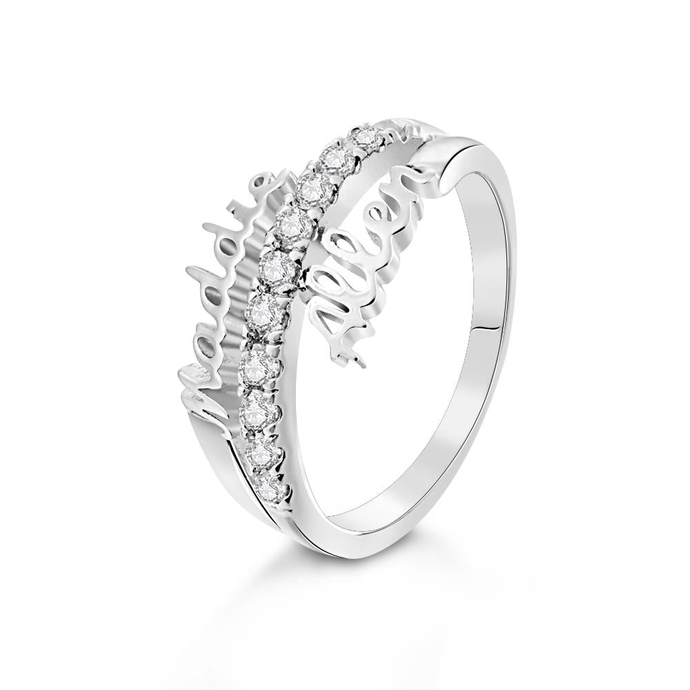 Custom Two Names Ring Personalized Gift For Mom Best Friend Gift Stackable Ring