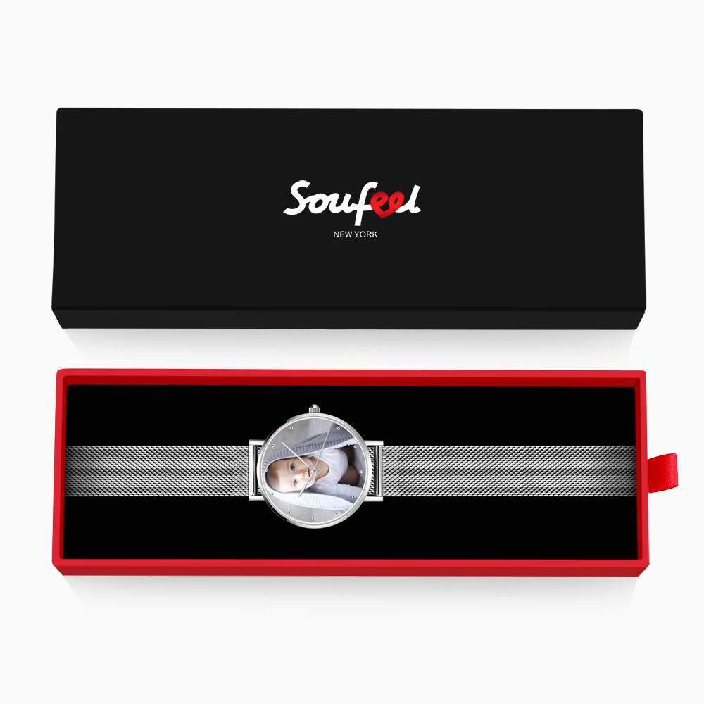 Unisex Engraved Alloy Bracelet Photo Watch 40mm
