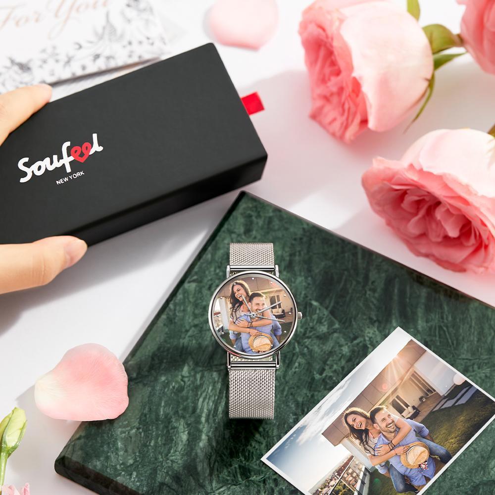 Sale Women's Engraved Alloy Bracelet Photo Watch 36mm