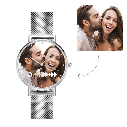 Scannable Custom Spotify Code Watch Engraved Music Song Photo Watch 36mm Gifts Her