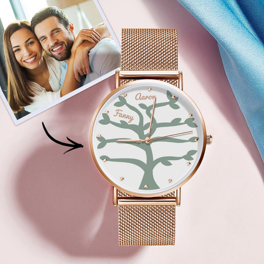 Custom Name Watch Women's Rose Gold Alloy Bracelet Watch 36mm  Couple's Gifts (1-9 Names)