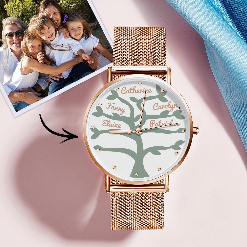 Custom Name Watch Women's Rose Gold Alloy Bracelet Watch 36mm  for Family (1-9 Names)